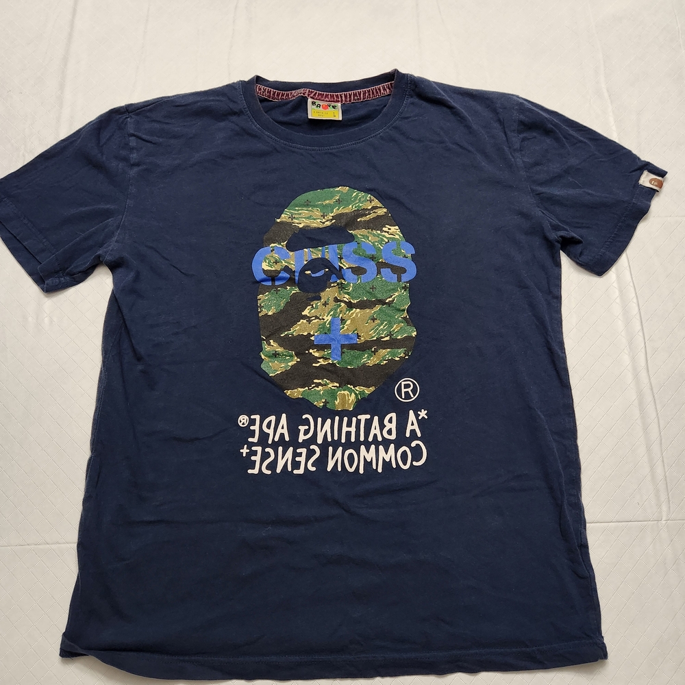 Bape‎ Navy and Camo Graphic Tee
